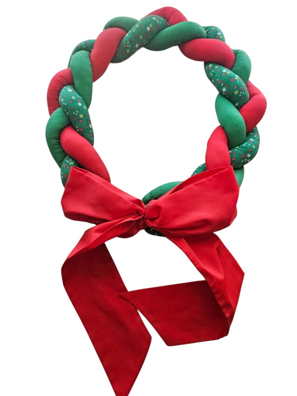 Vintage Handmade‎ Braided Quilted Christmas Wreath Cottage Grannycore Holiday